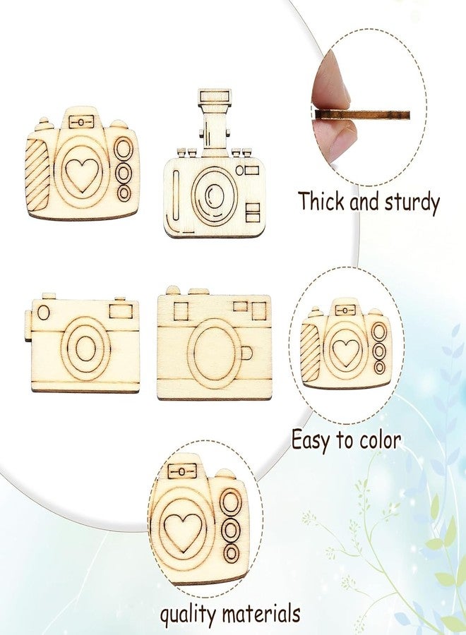 Cliths Pack of 20 Random Camera Wood Cutouts - Unfinished Wooden Painting Crafts for DIY Arts & Crafts Projects, Home Decor, and Gifts - Image 3